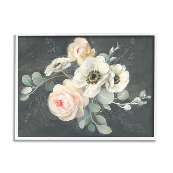 Stupell Industries Rose Anemones Flowers Chalk Pink Black Design, 11 x 14,Design by Danhui Nai