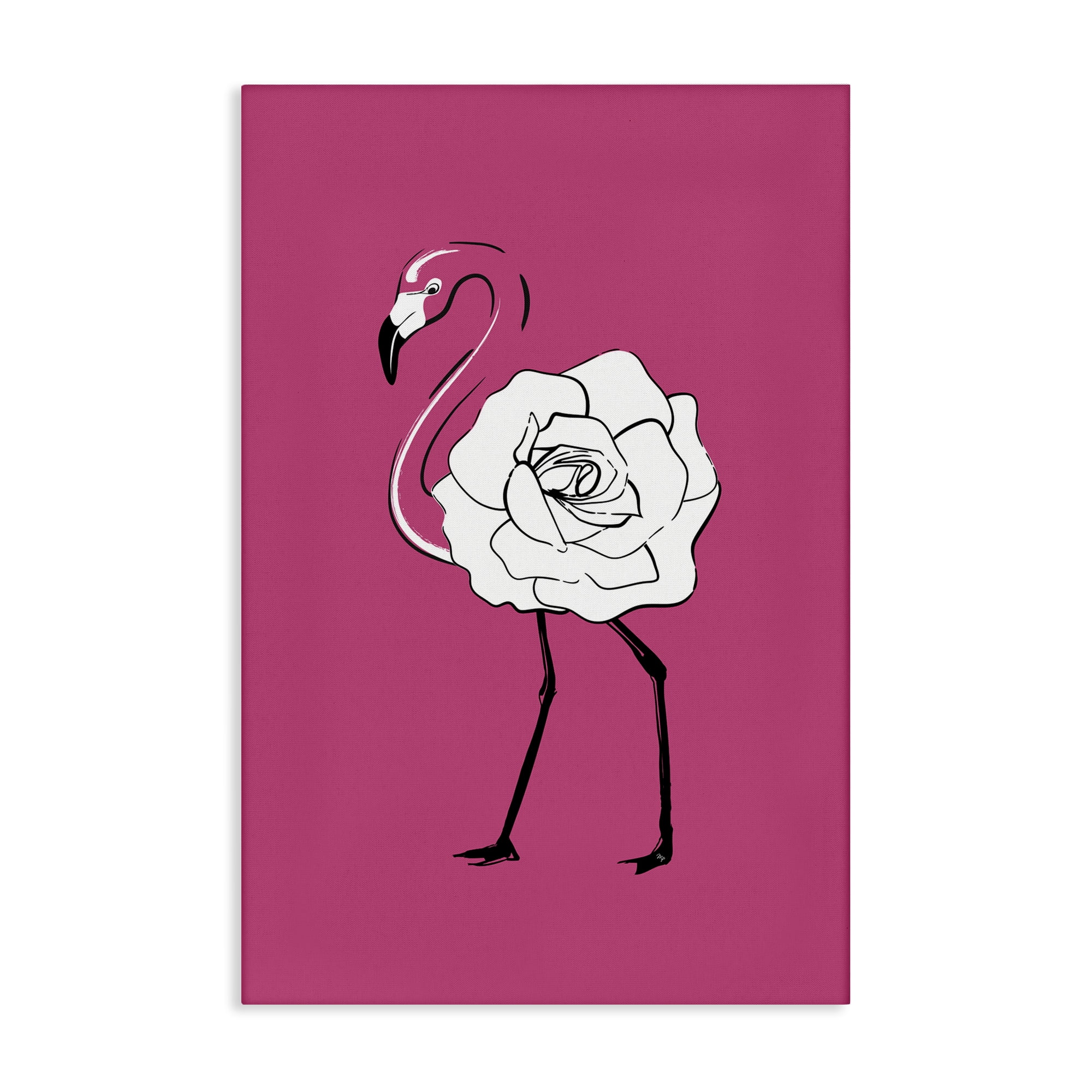Stupell Industries Rose Blossom Flamingo Animals & Insects Painting Gallery Wrapped Canvas Art Print Wall Art, 24 x 36