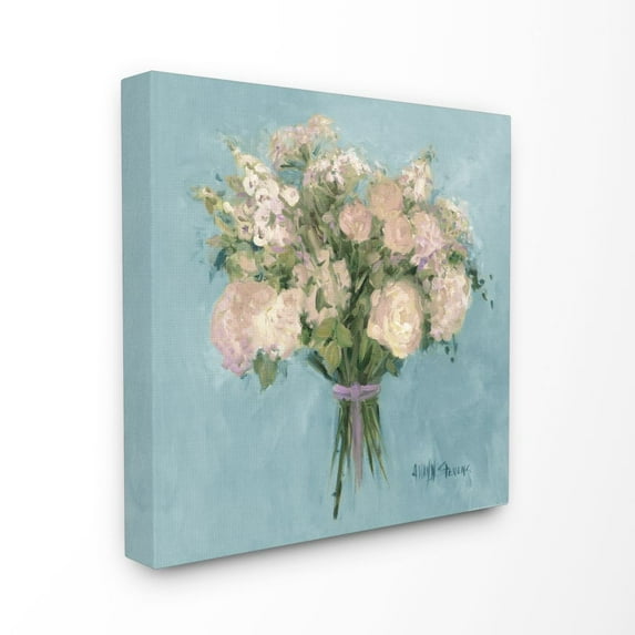 Stupell Industries Rose Bouquet Flower Blue Pink Painting Canvas Wall Art by Jadei Graphics