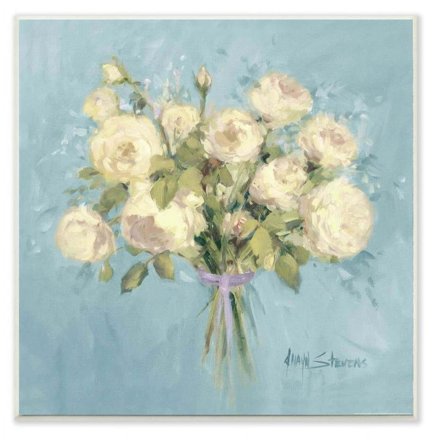 Stupell Industries Rose Bouquet Flower Blue White Painting Wall Plaque by Jadei Graphics
