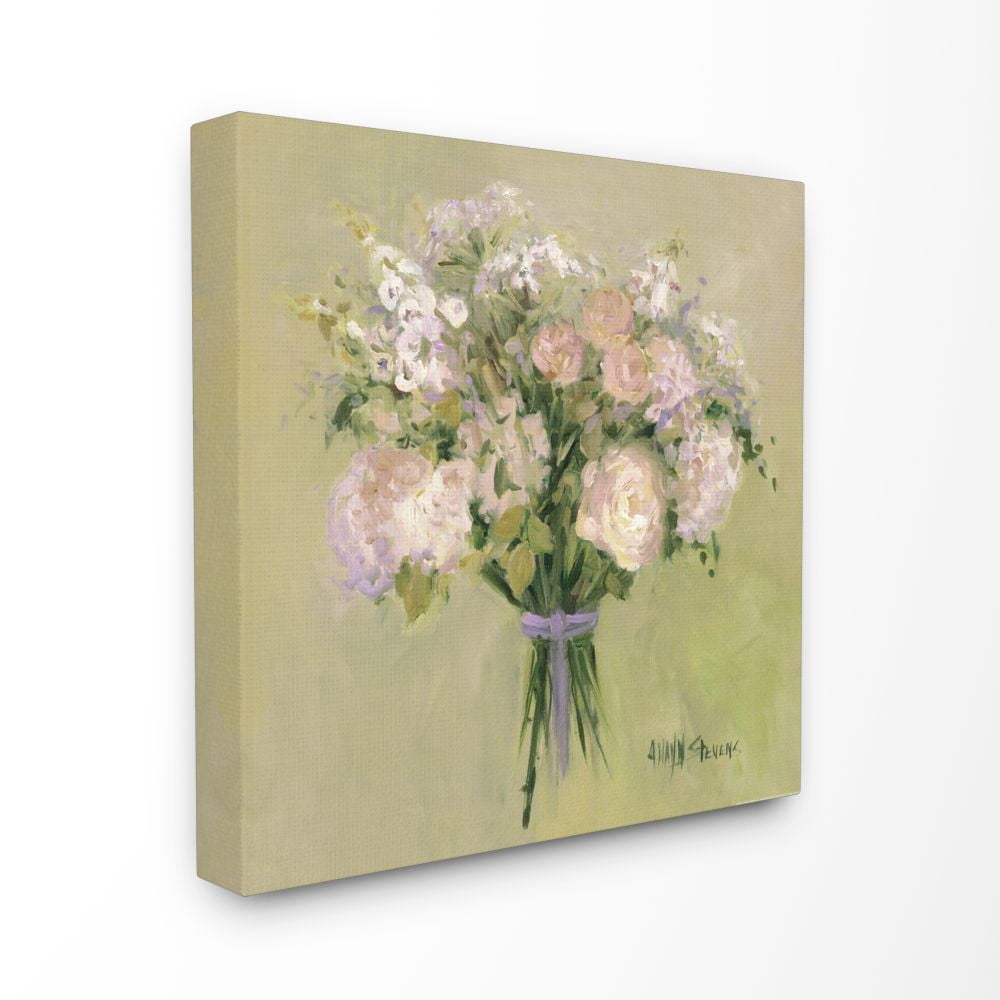 Green and Pink Floral Bouquet Canvas Wall Art, 24 x 24