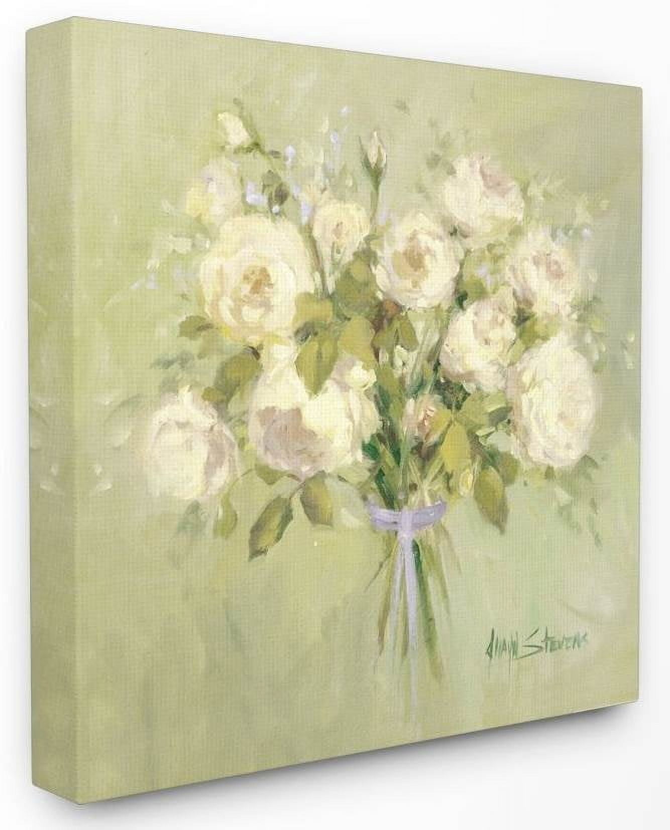 Stupell Industries Rose Bouquet Flower Green White Painting Canvas Wall Art by Jadei Graphics