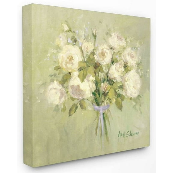 Stupell Industries Rose Bouquet Flower Green White Painting Canvas Wall Art by Jadei Graphics