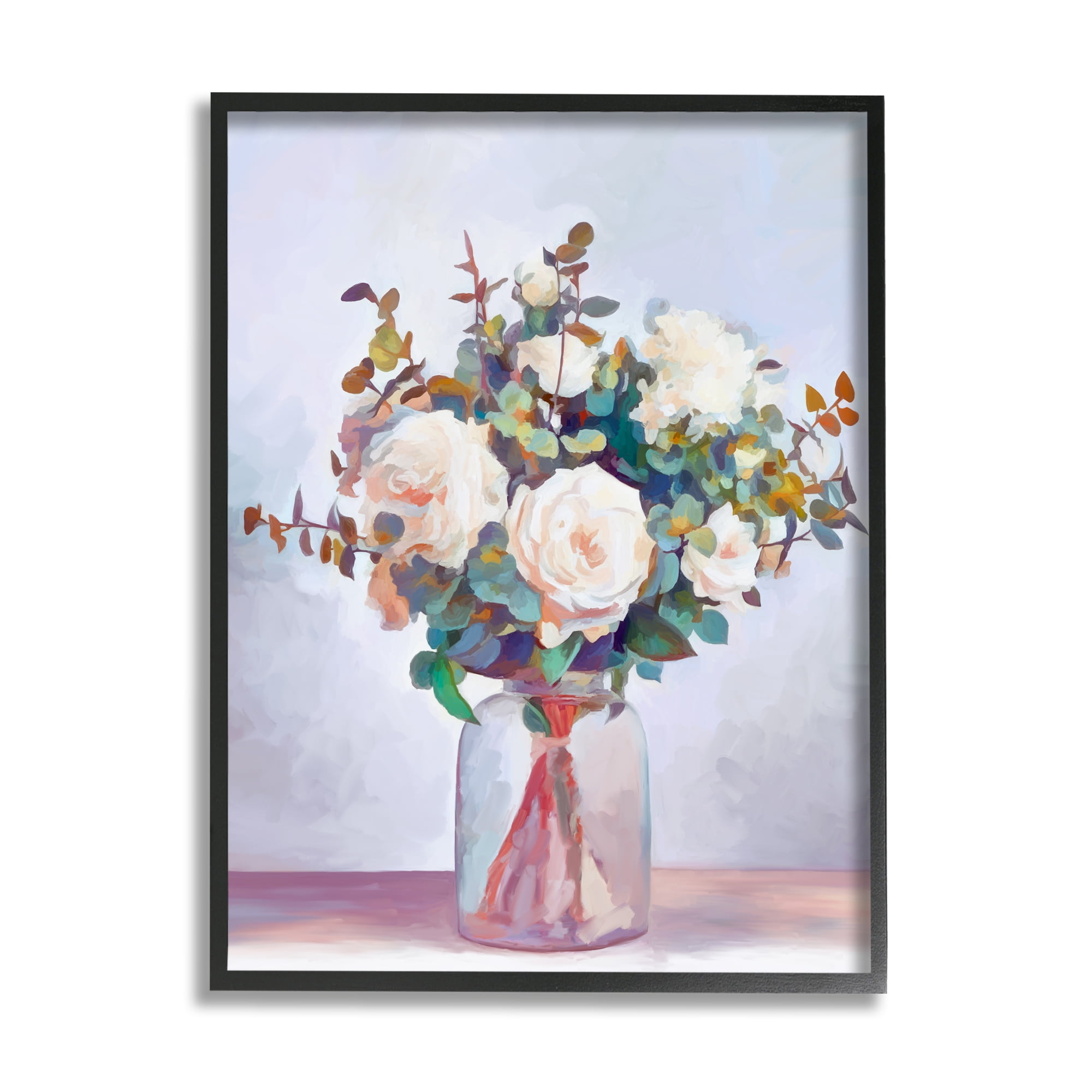 Stupell Industries Rose Bouquet Painting Botanical & Floral Painting Black Framed Art Print Wall Art, 24 x 30