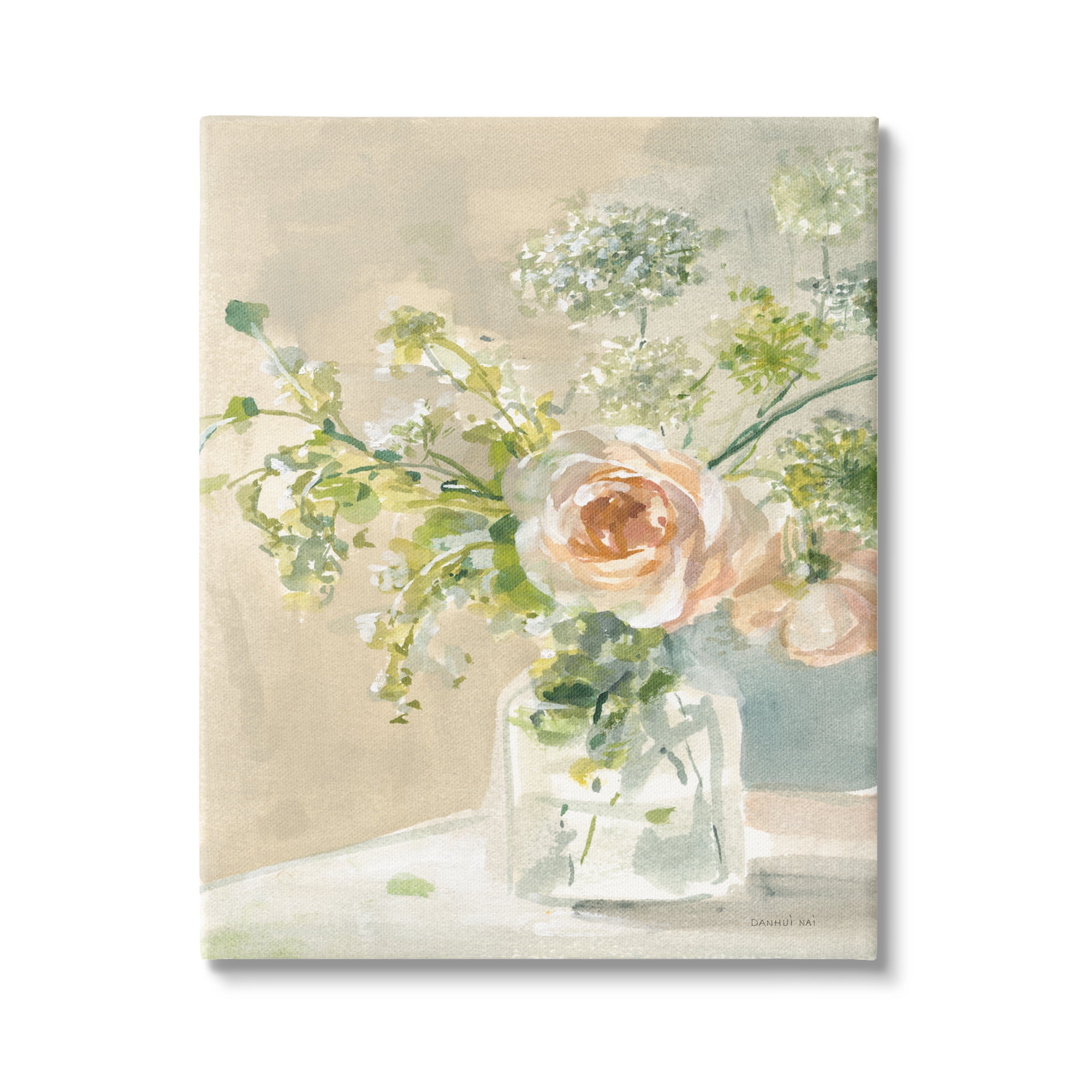 Stupell Industries Rose Bouquet Painting Botanical & Floral Painting Gallery Wrapped Canvas Art Print Wall Art, 30 x 40