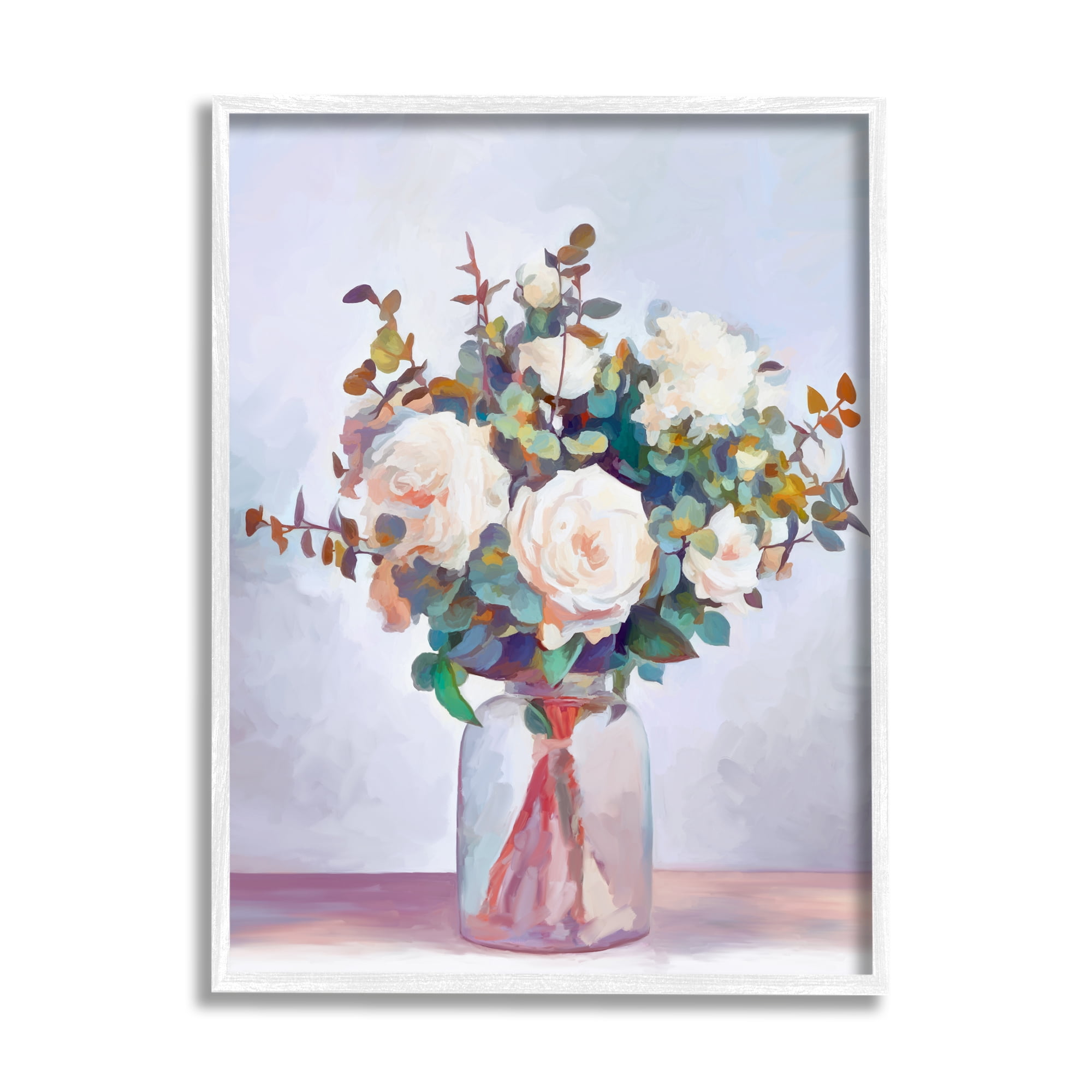 Stupell Industries Rose Bouquet Painting Botanical & Floral Painting White Framed Art Print Wall Art, 24 x 30