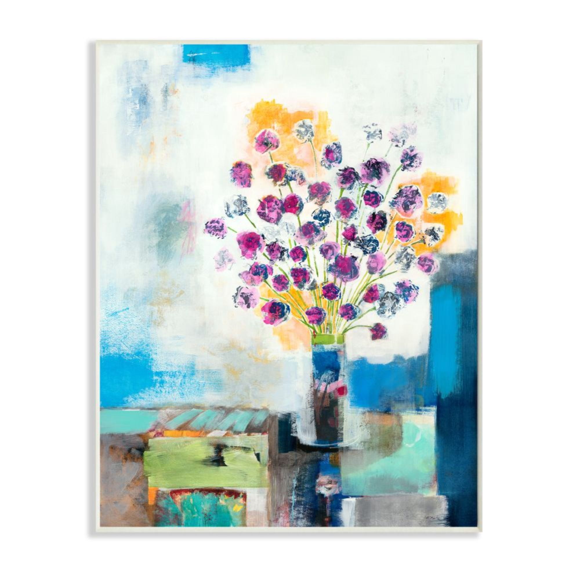 Stupell Industries Rose Flowers Still Life Abstract Color Patchwork Design by Third and Wall