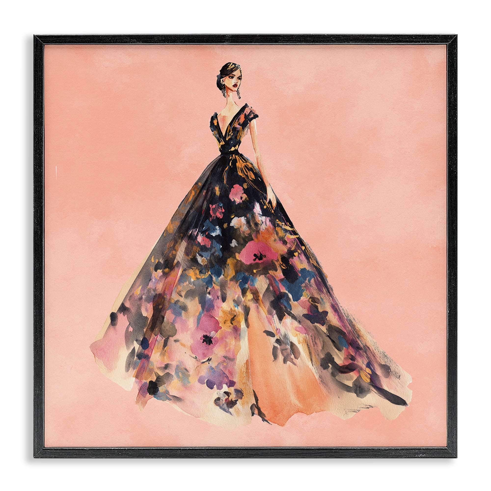 Stupell Industries Rose Gold Night Black Framed Giclee Art, design by Svetlana Aleynikova