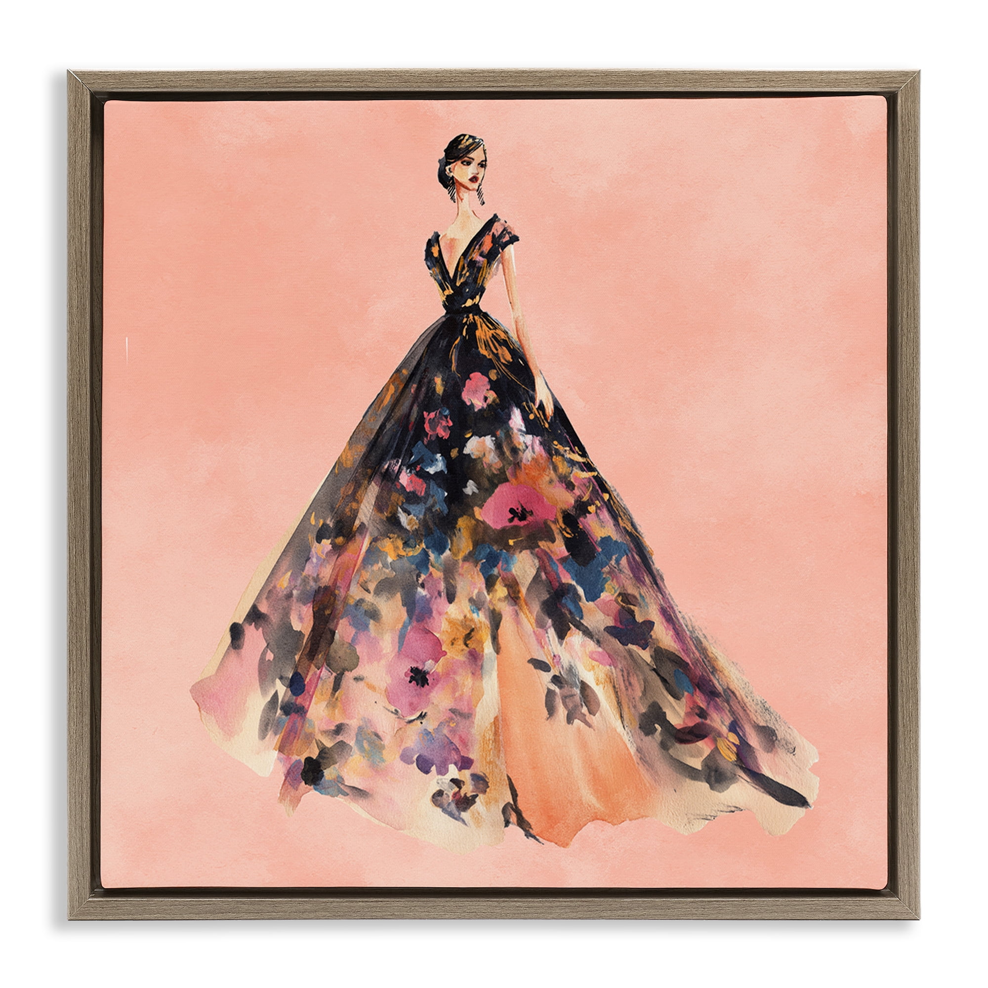 Stupell Industries Rose Gold Night Brown Framed Floater Canvas Wall Art, design by Svetlana Aleynikova