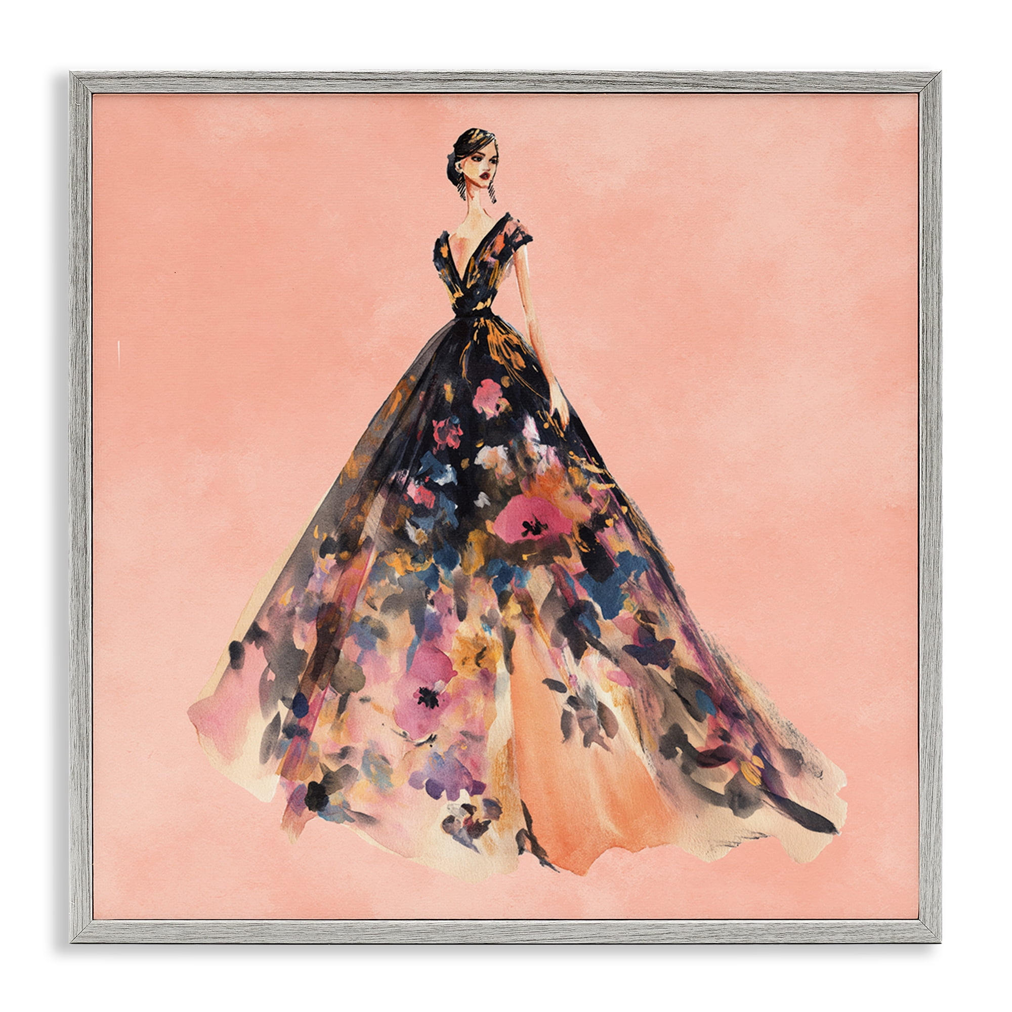 Stupell Industries Rose Gold Night Gray Framed Giclee Art, design by Svetlana Aleynikova