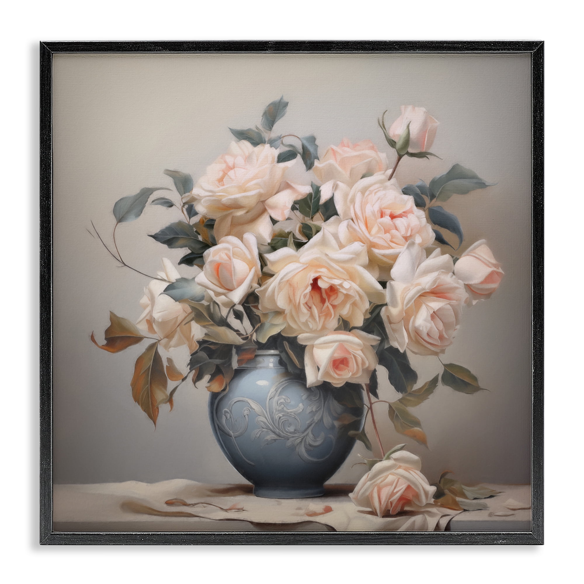 Stupell Industries Rose Paragon Vase Black Framed Giclee Art, design by Steve Hunziker