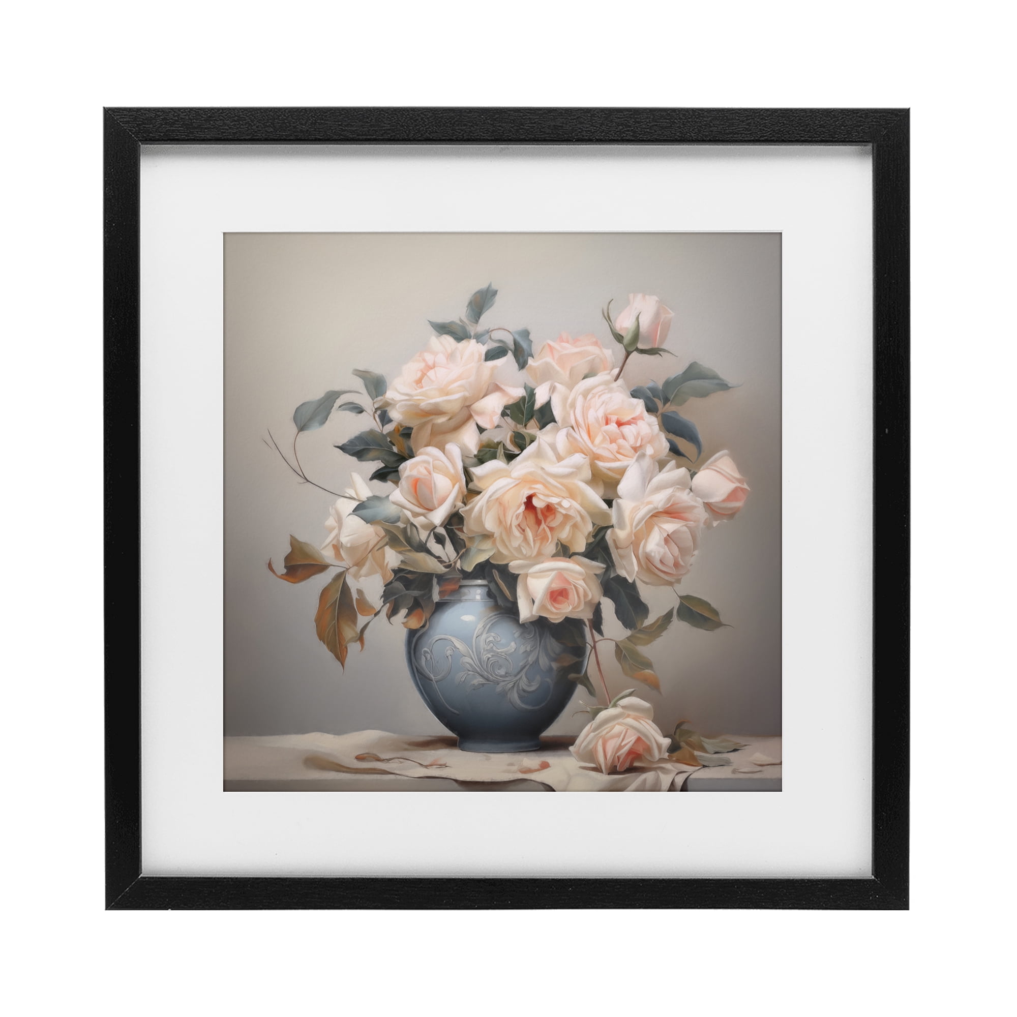 Stupell Industries Rose Paragon Vase Black Framed Print Under Glass, design by Steve Hunziker