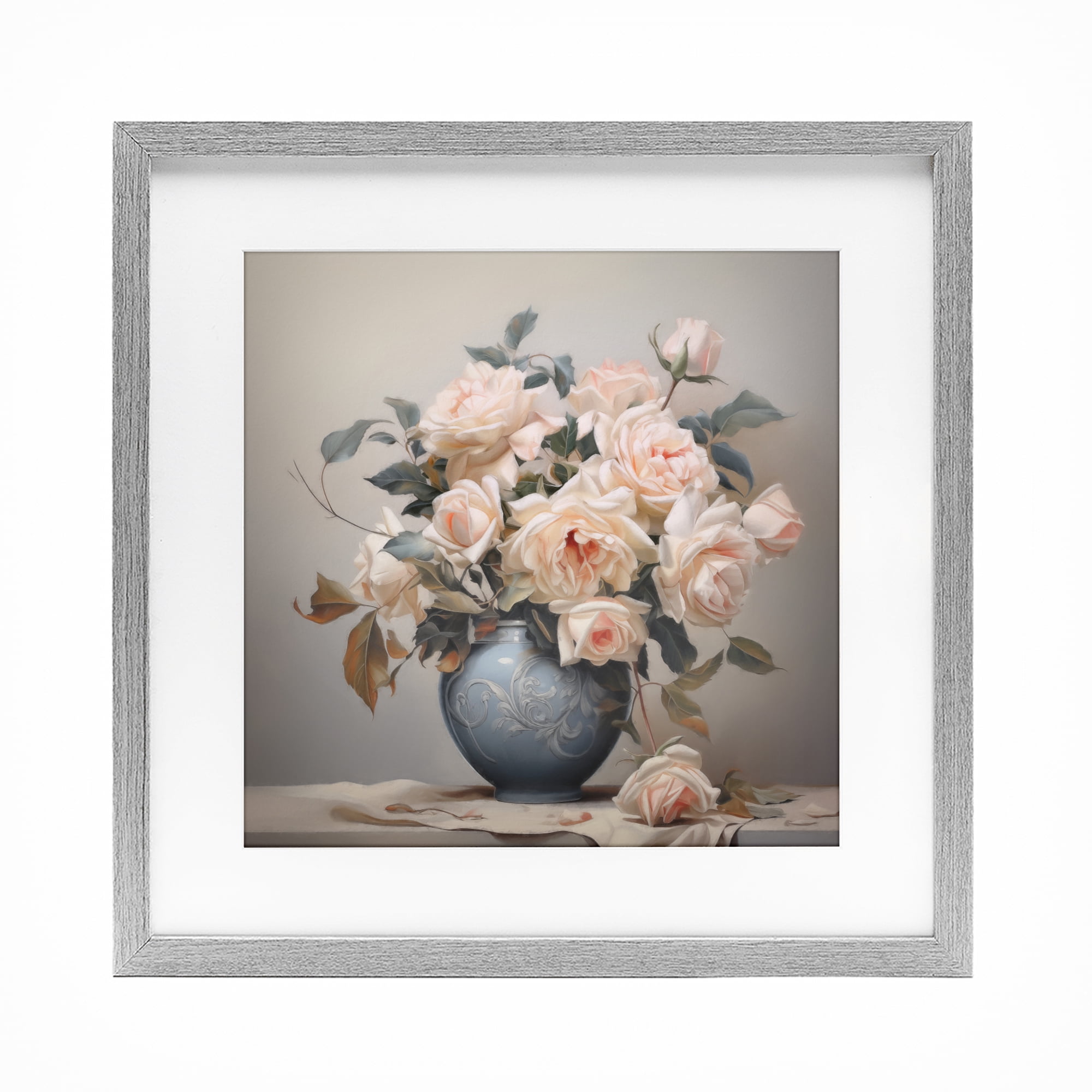 Stupell Industries Rose Paragon Vase Gray Framed Print Under Glass, design by Steve Hunziker