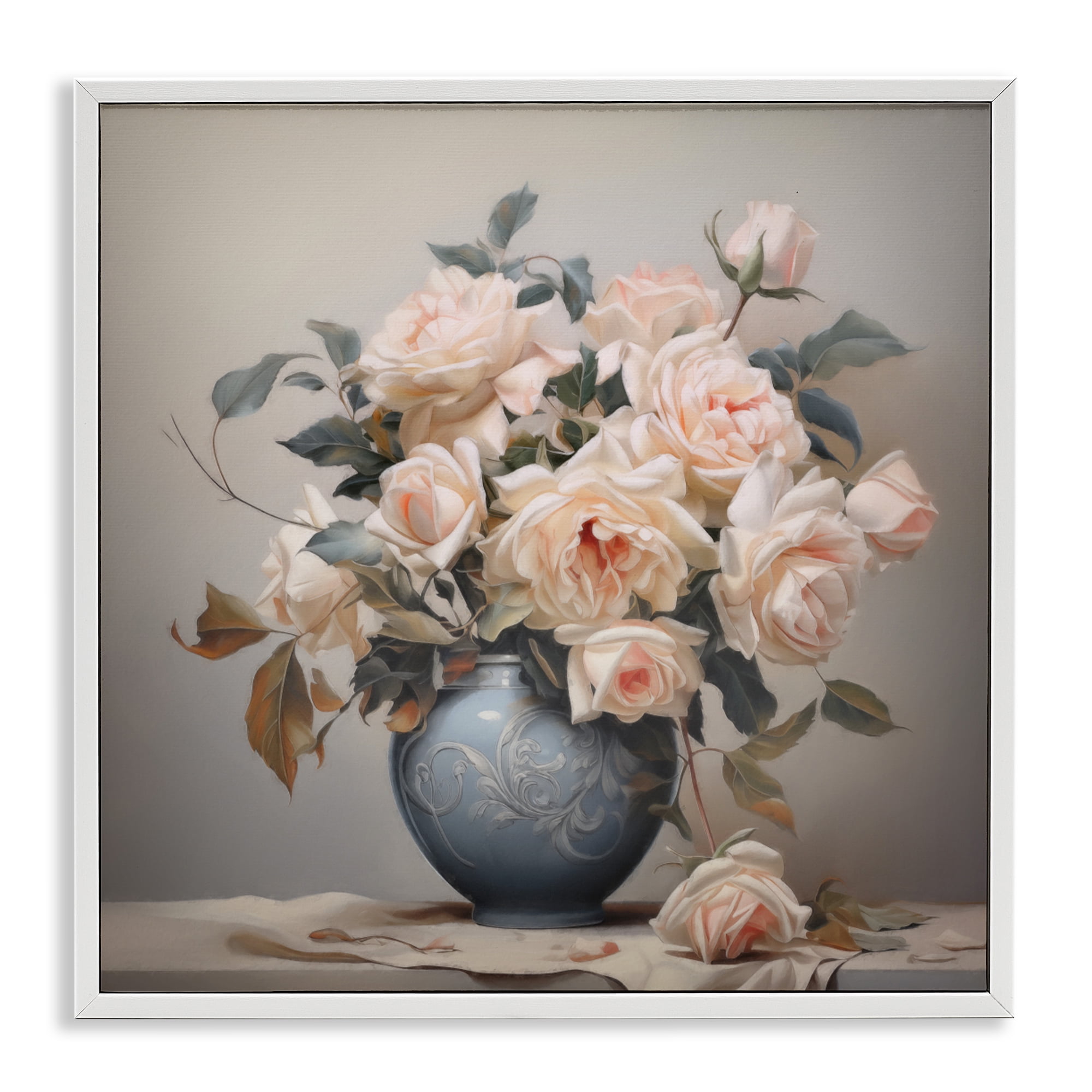 Stupell Industries Rose Paragon Vase White Framed Giclee Art, design by Steve Hunziker