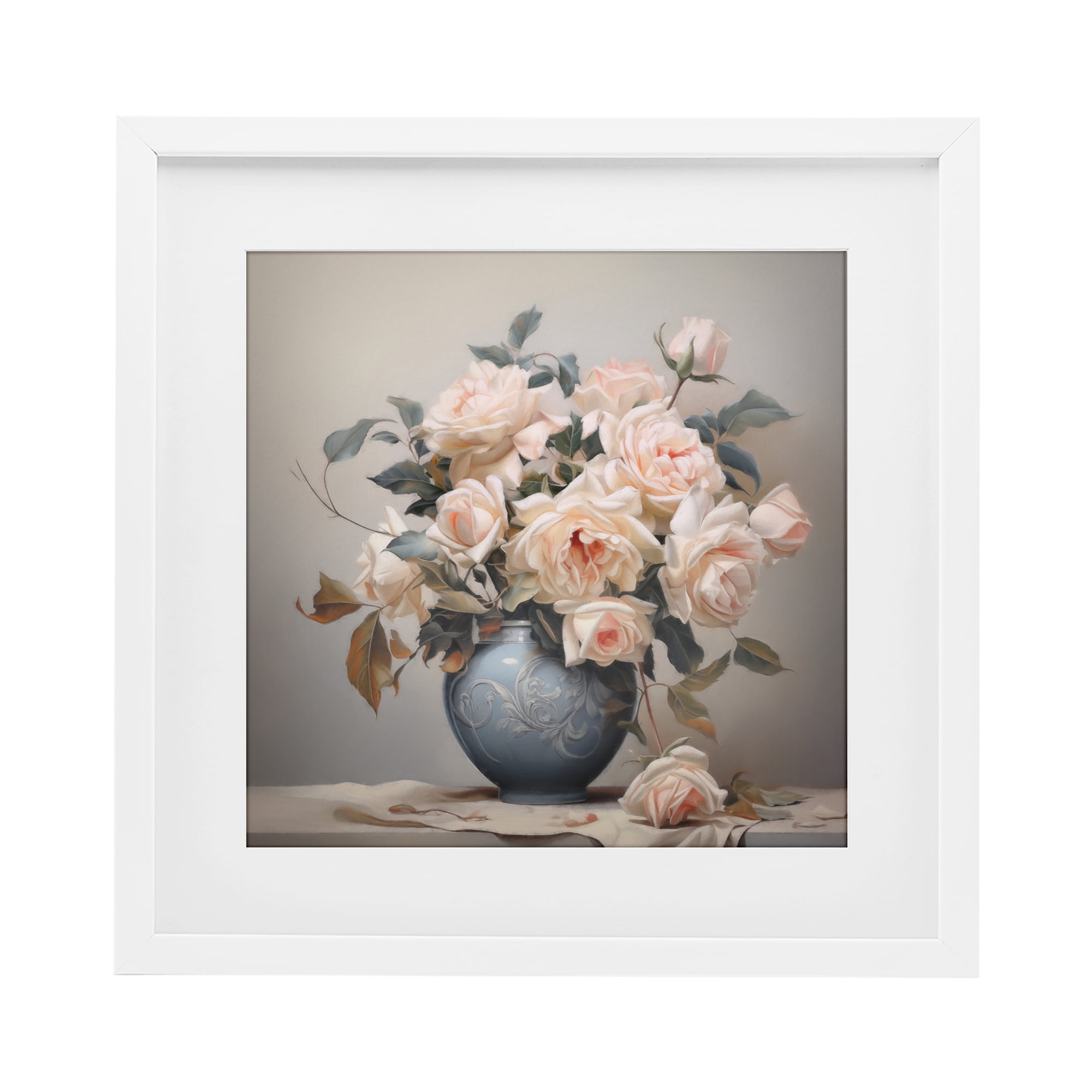 Stupell Industries Rose Paragon Vase White Framed Print Under Glass, design by Steve Hunziker