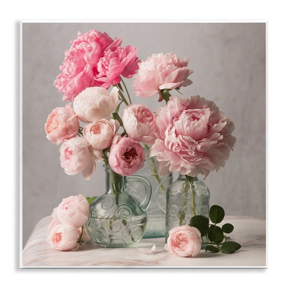 Stupell Industries Rose & Peony Duet Plants & Flowers Painting Unframed Art Print Wall Art, 12 x 12