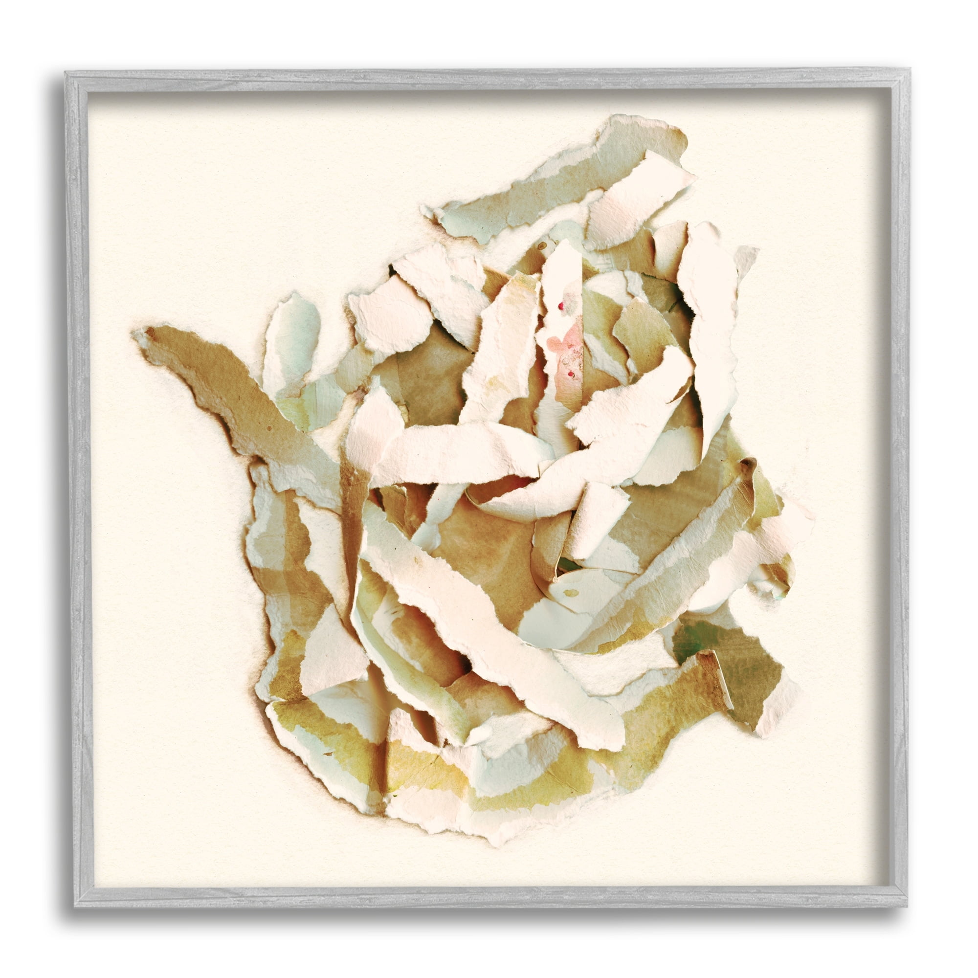 Stupell Industries Rose Plant Sliced Paper Pattern Neutral Abstract Collage,12 x 12, Design by Kamdon Kreations