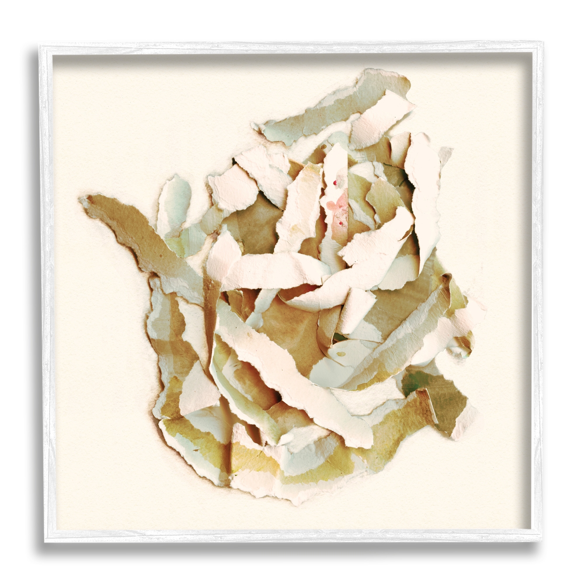 Stupell Industries Rose Plant Sliced Paper Pattern Neutral Abstract Collage,17 x 17, Design by Kamdon Kreations