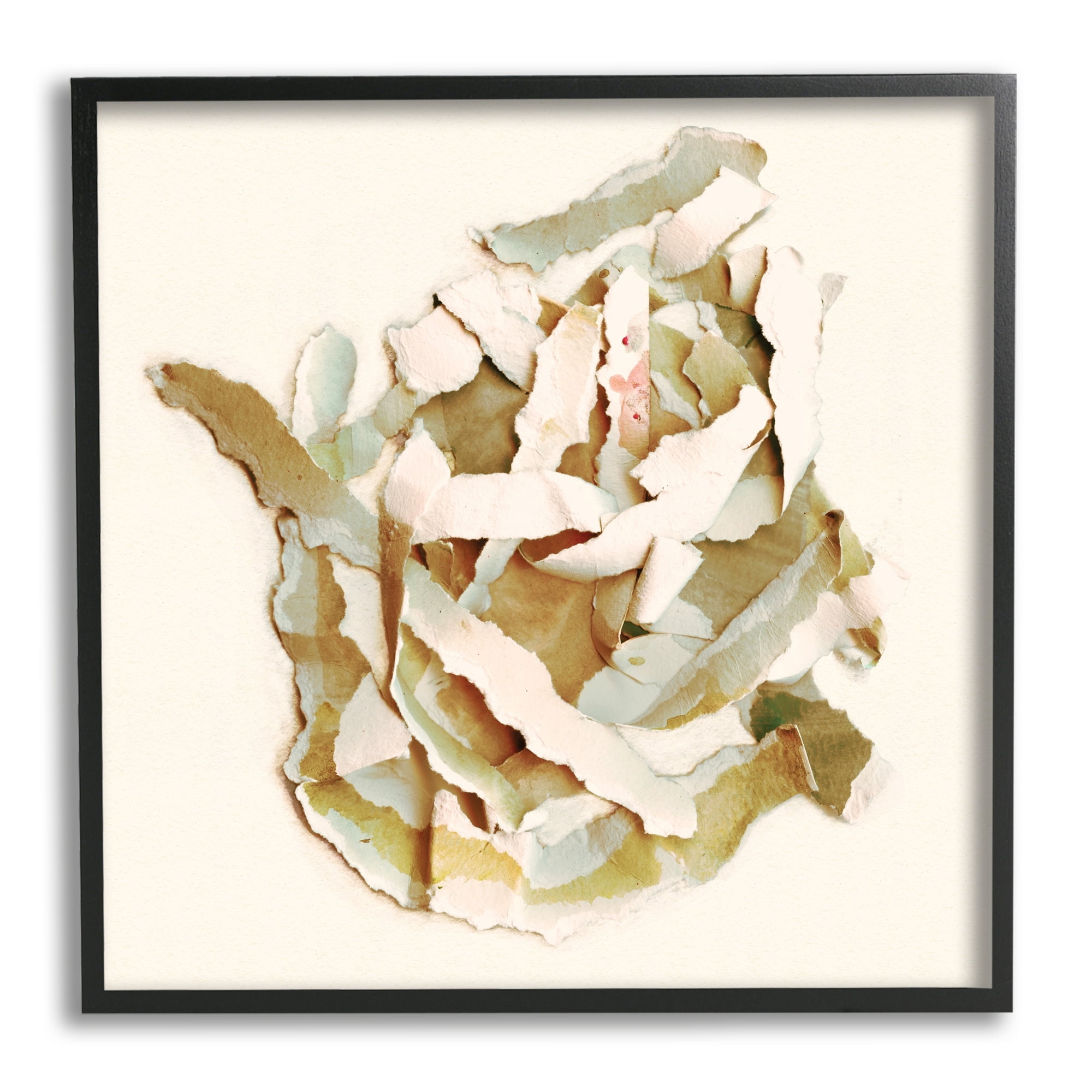 Stupell Industries Rose Plant Sliced Paper Pattern Neutral Abstract Collage,17 x 30, Design by Kamdon Kreations