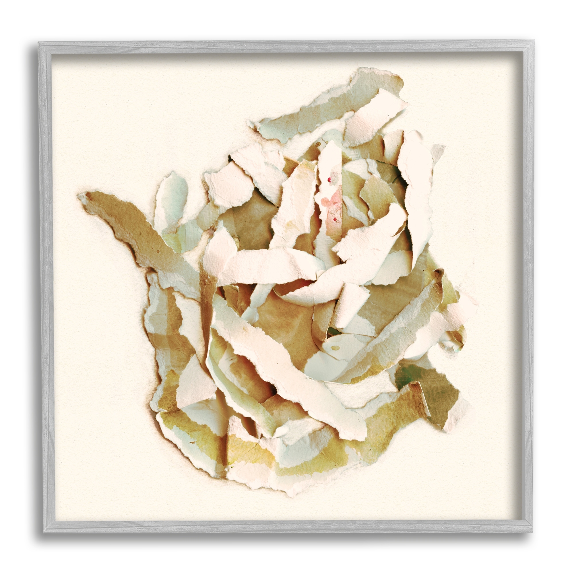 Stupell Industries Rose Plant Sliced Paper Pattern Neutral Abstract Collage,24 x 24, Design by Kamdon Kreations