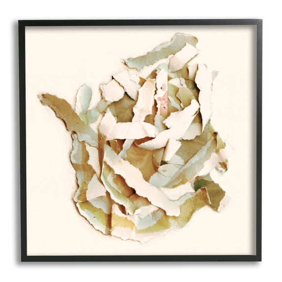 Stupell Industries Rose Plant Sliced Paper Pattern Neutral Abstract Collage,24 x 24, Design by Kamdon Kreations