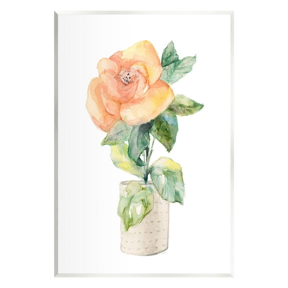 Stupell Industries Rose Sprig in Planter Botanical & Floral Painting Unframed Art Print Wall Art, 10 x 15