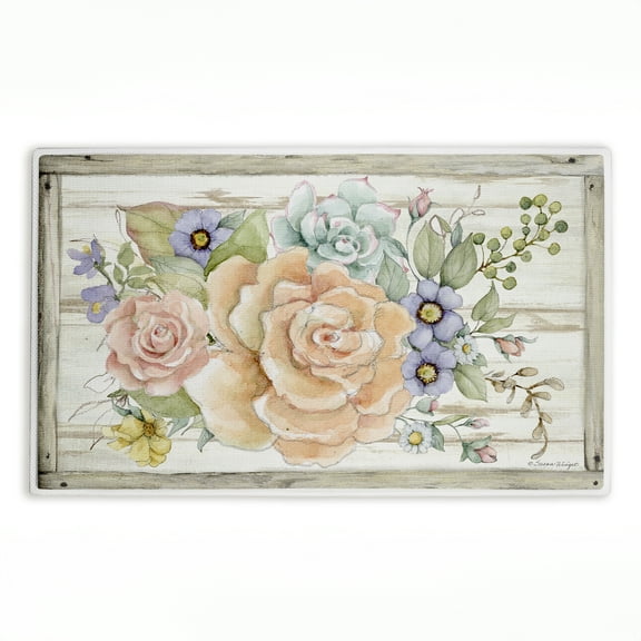 Stupell Industries Rose Succulent Bouquet Printed Plush Bath Mat and Bath Rug, design by Susan Winget, 18"x30"