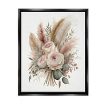 Stupell Industries Roses & Country Reeds Botanical & Floral Painting Black Floater Framed Canvas Art Print Wall Art, 17 x 21