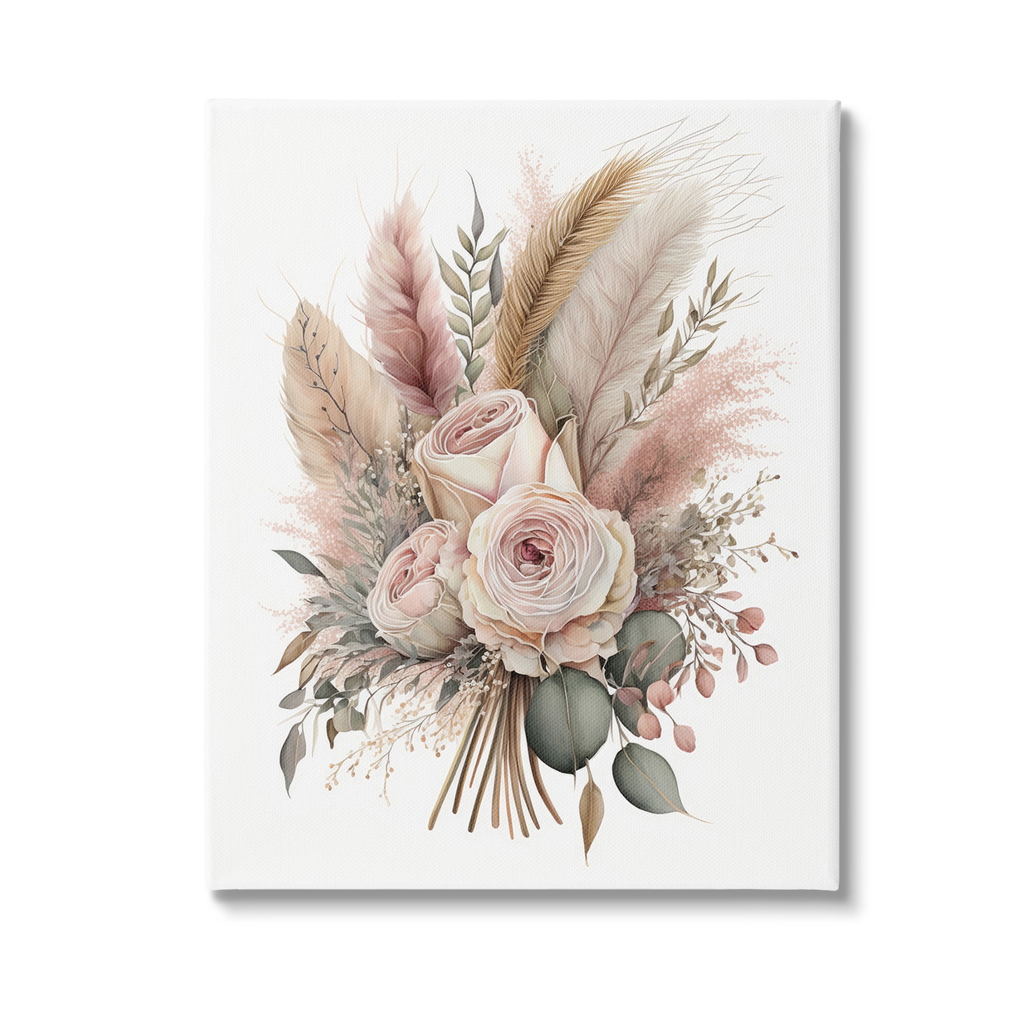Stupell Industries Roses & Country Reeds Botanical & Floral Painting Gallery Wrapped Canvas Art Print Wall Art, 36 x 48