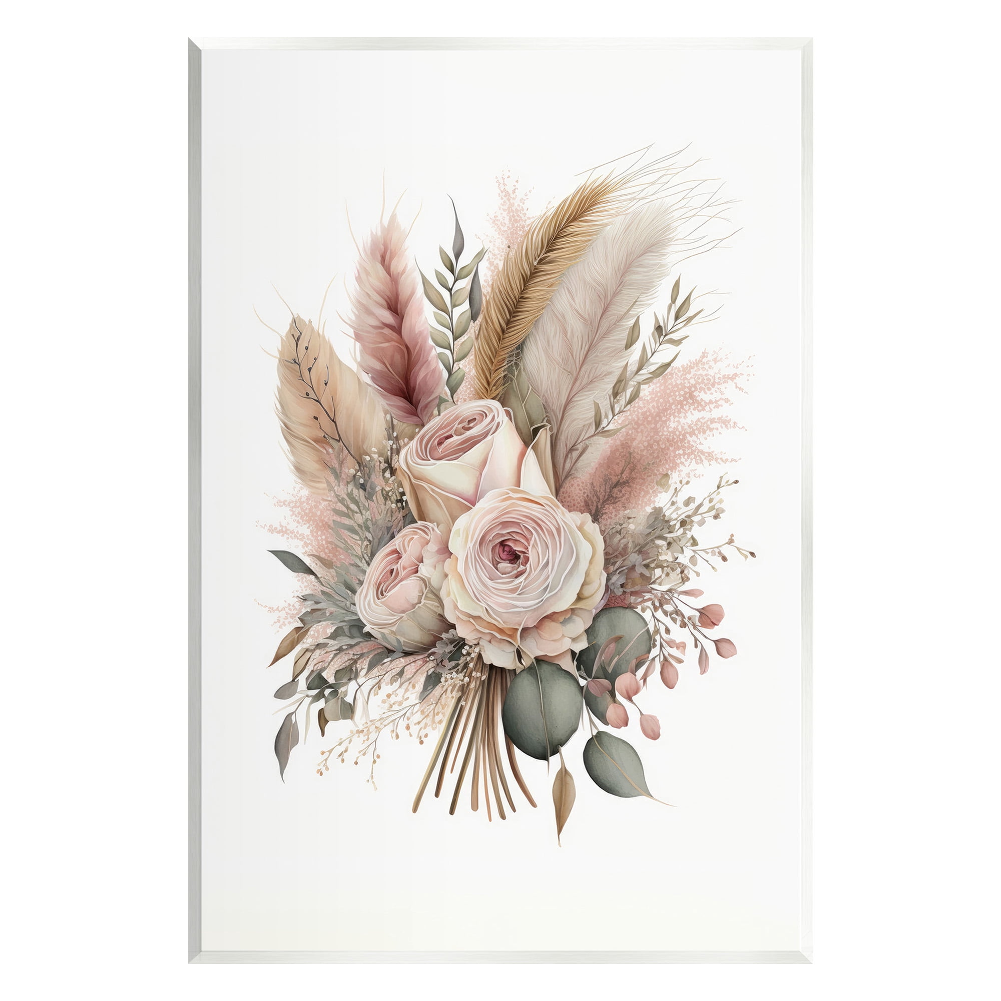 Stupell Industries Roses & Country Reeds Botanical & Floral Painting Unframed Art Print Wall Art, 13 x 19