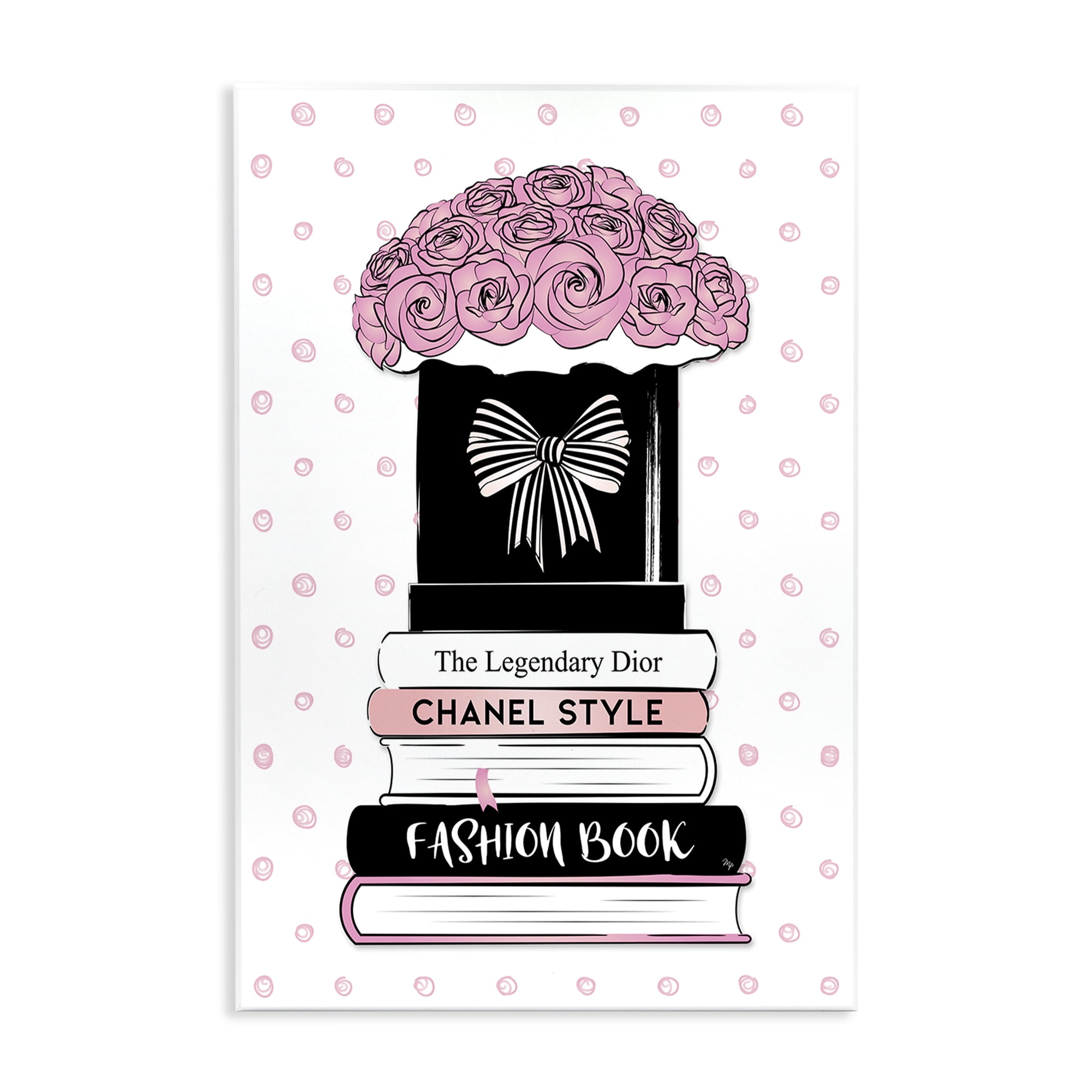 Stupell Industries Roses & Fashion Books Fashion Painting Unframed Art Print Wall Art, 13 x 19