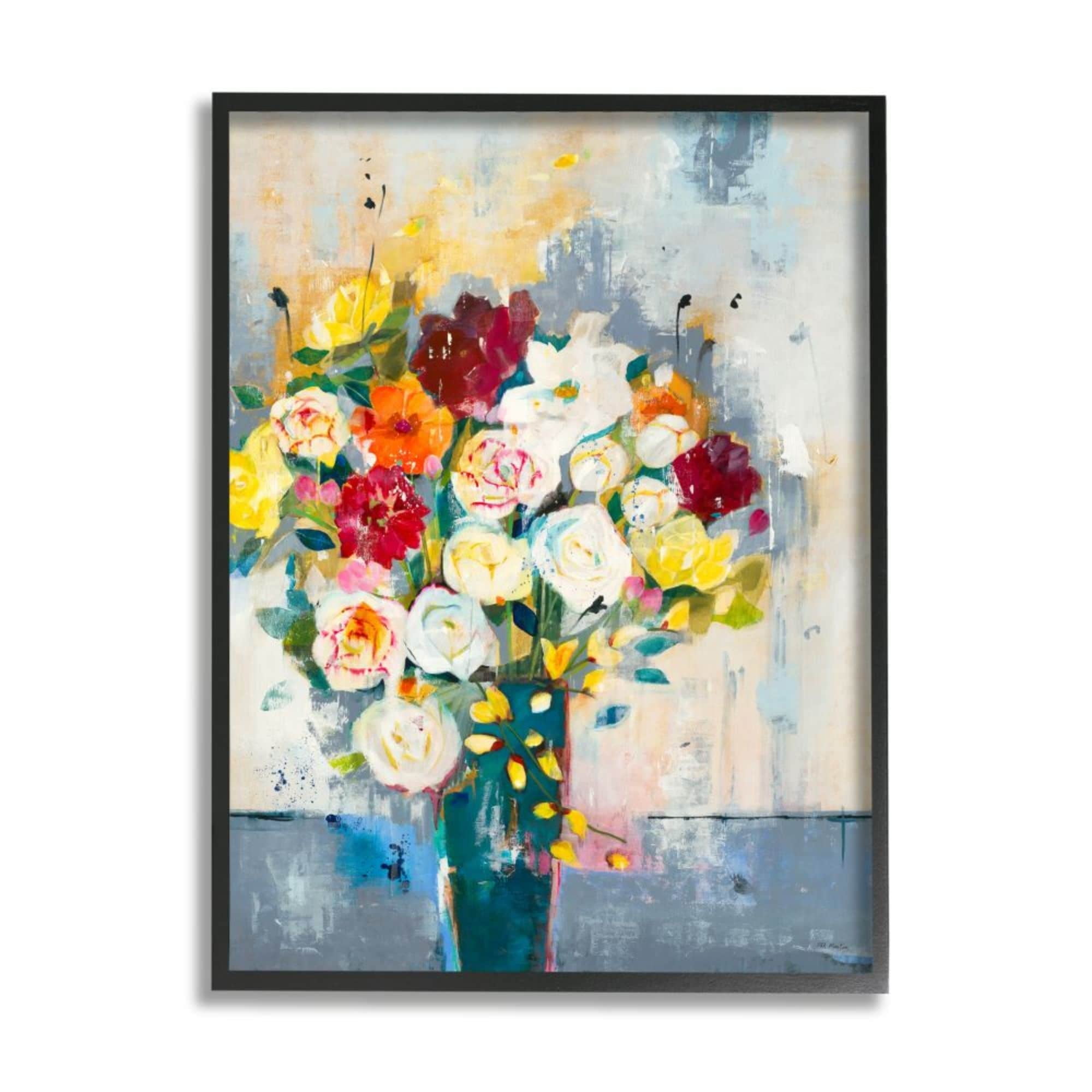 Stupell Industries Roses and Daisies Colorful Abstract Spring Bouquet Design by Third and Wall