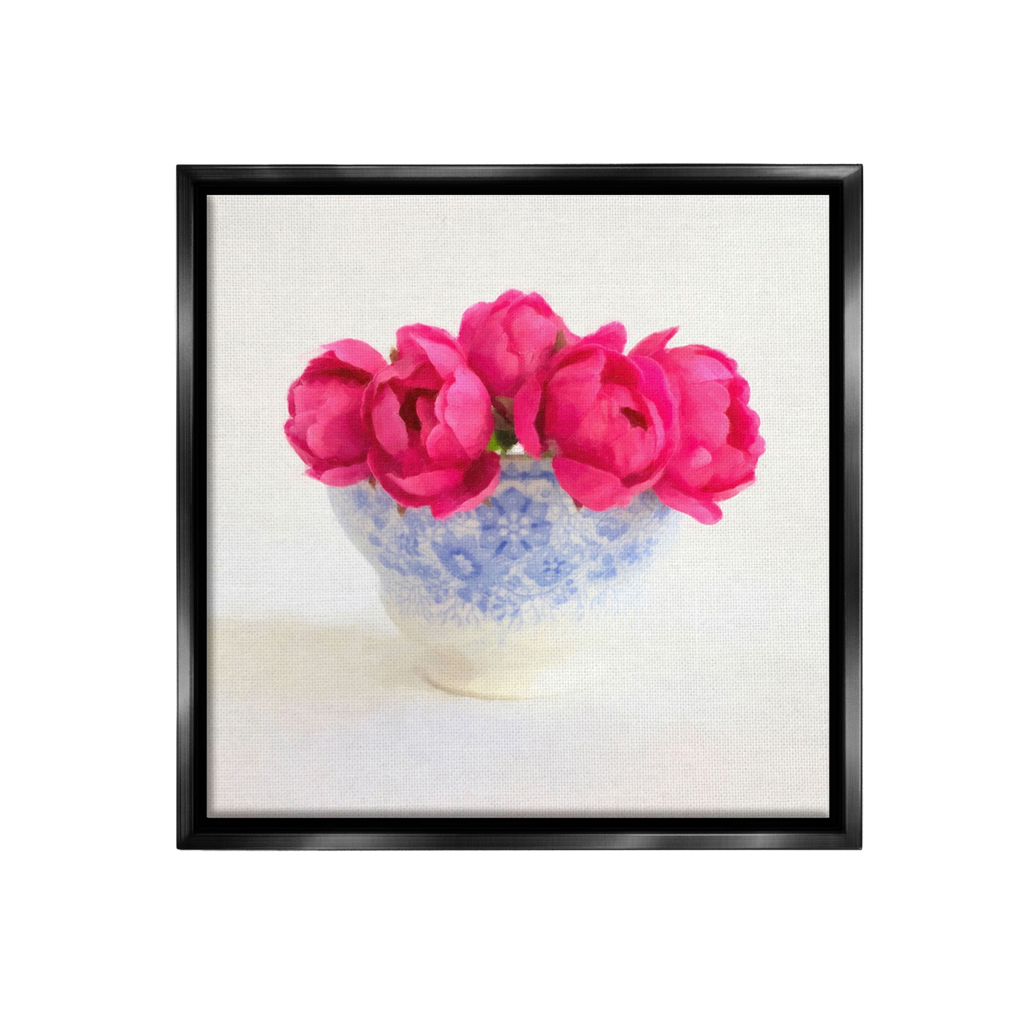 Stupell Industries Roses in Subtle Vase Botanical & Floral Painting Black Floater Framed Canvas Art Print Wall Art, 25 x 25