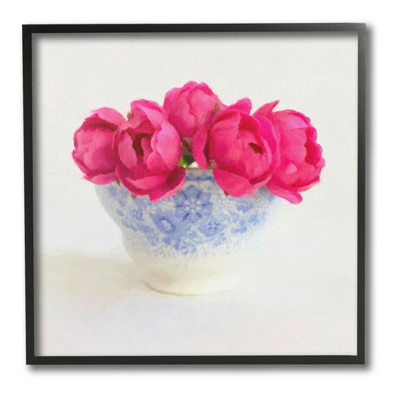 Stupell Industries Roses in Subtle Vase Botanical & Floral Painting Black Framed Art Print Wall Art, 12 x 12