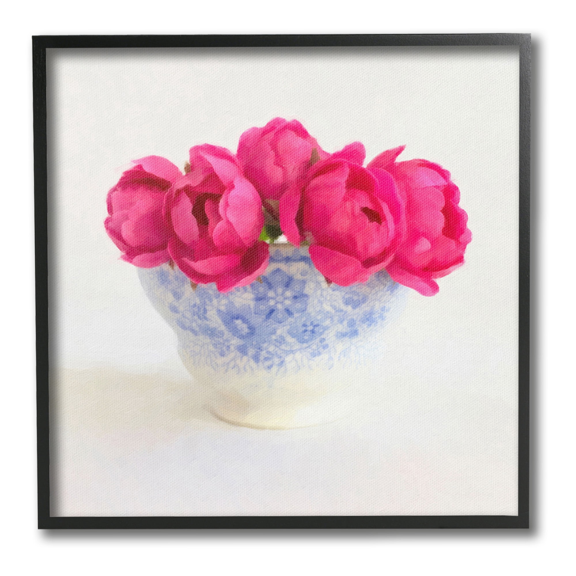 Stupell Industries Roses in Subtle Vase Botanical & Floral Painting Black Framed Art Print Wall Art, 24 x 24