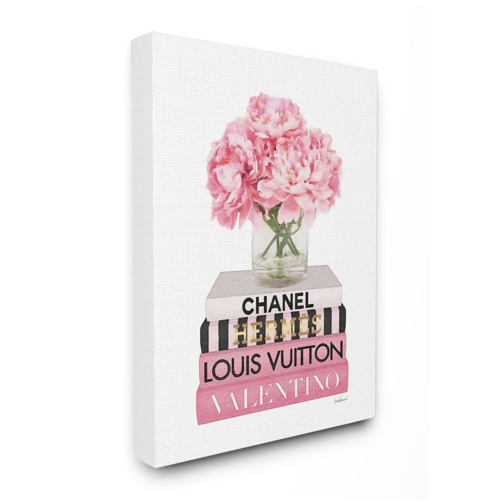 Pink Roses on Fashion Books Canvas Wall Art for Kids Nursery