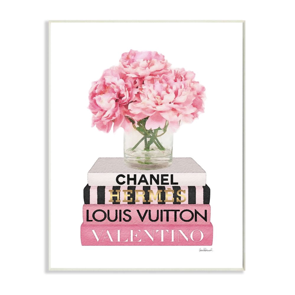Stupell Industries Roses on Top of Pink Fashion Icon Books Designed by Amanda Greenwood