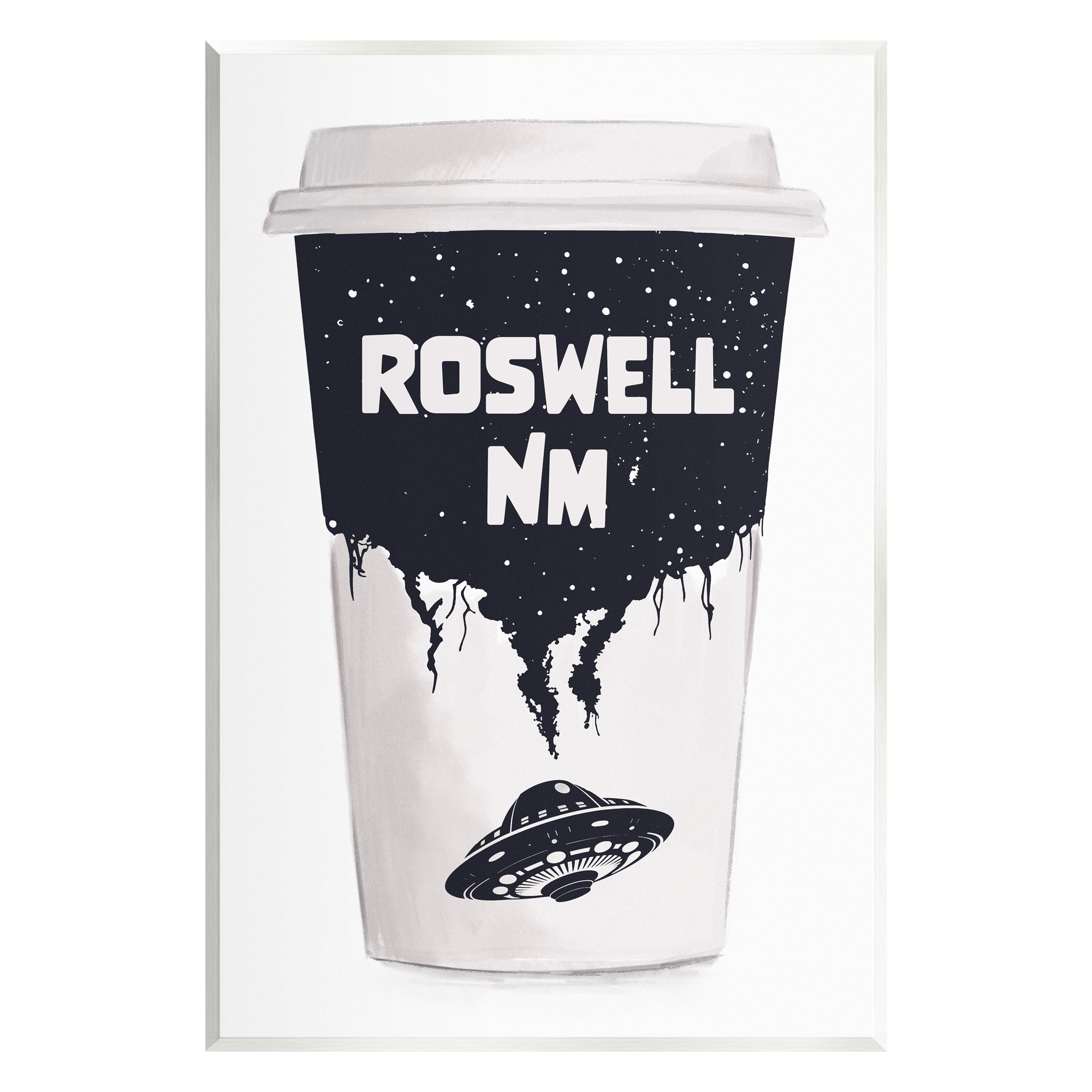 Stupell Industries Roswell NM UFO Coffee Cup Travel & Places Painting Unframed Art Print Wall Art