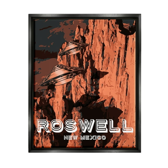 Stupell Industries Roswell New Mexico Desert UFOs Travel & Places Painting Black Floater Framed Art Print Wall Art