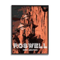 Stupell Industries Roswell New Mexico Desert UFOs Travel & Places Painting Black Framed Art Print Wall Art