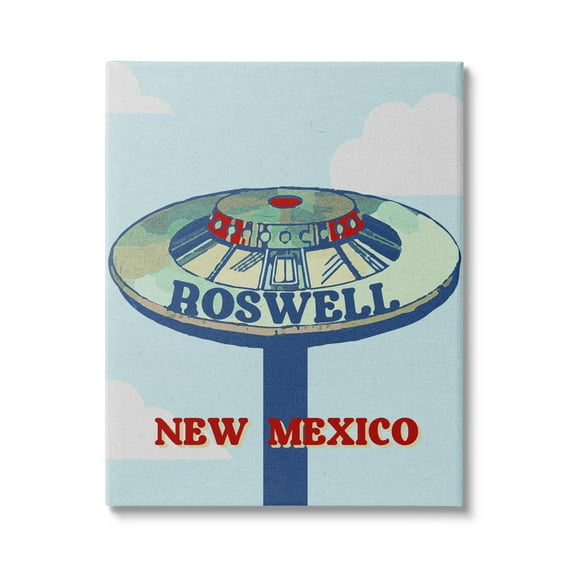 Stupell Industries Roswell New Mexico Vintage UFO Travel & Places Painting Gallery Wrapped Canvas Print Wall Art