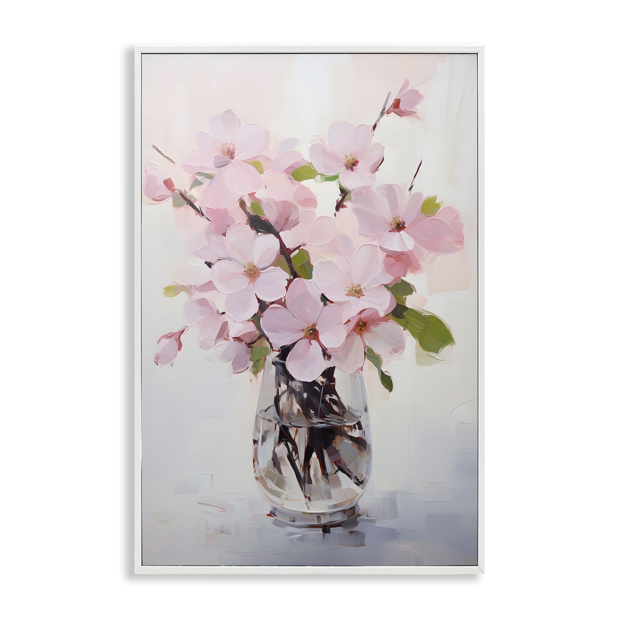 Stupell Industries Rosy Flower Vase Botanical & Floral Painting White Framed Art Print Wall Art, 12 x 18