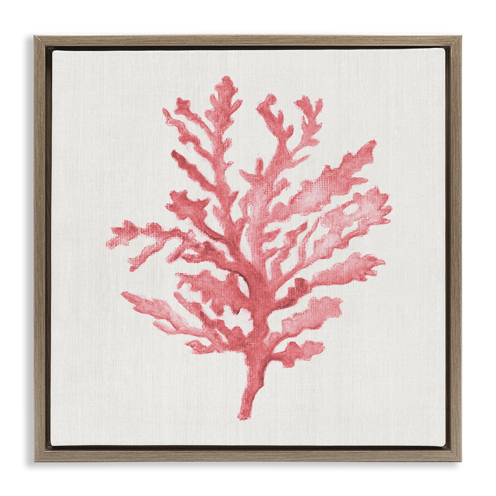 Stupell Industries Rosy Pink Coral Branch Brown Framed Floater Canvas Wall Art, design by Janet Tava