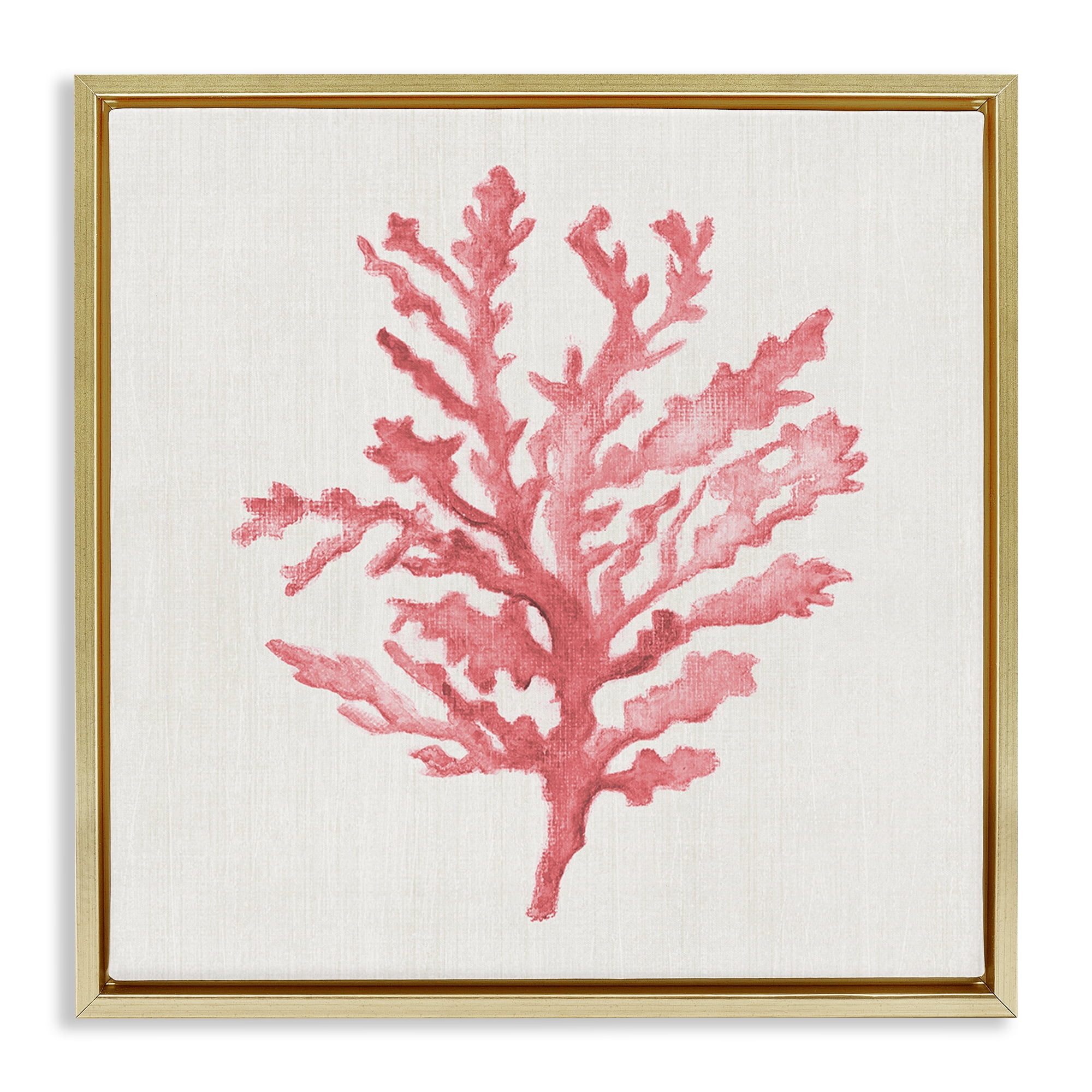 Stupell Industries Rosy Pink Coral Branch Gold Framed Floater Canvas Wall Art, design by Janet Tava