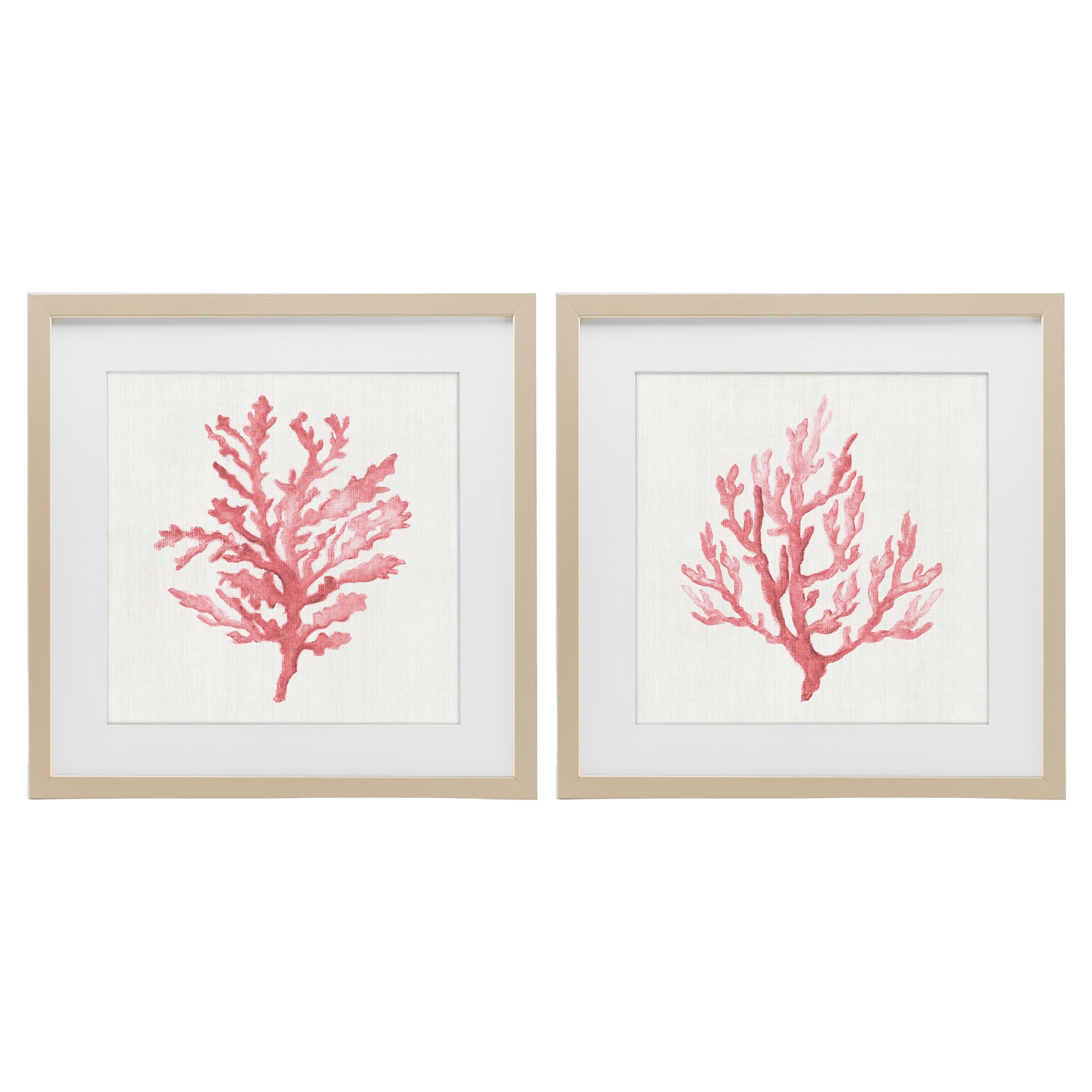 Stupell Industries Rosy Pink Coral Branches 2 Piece Birch Framed Print Under Glass Set, design by Janet Tava