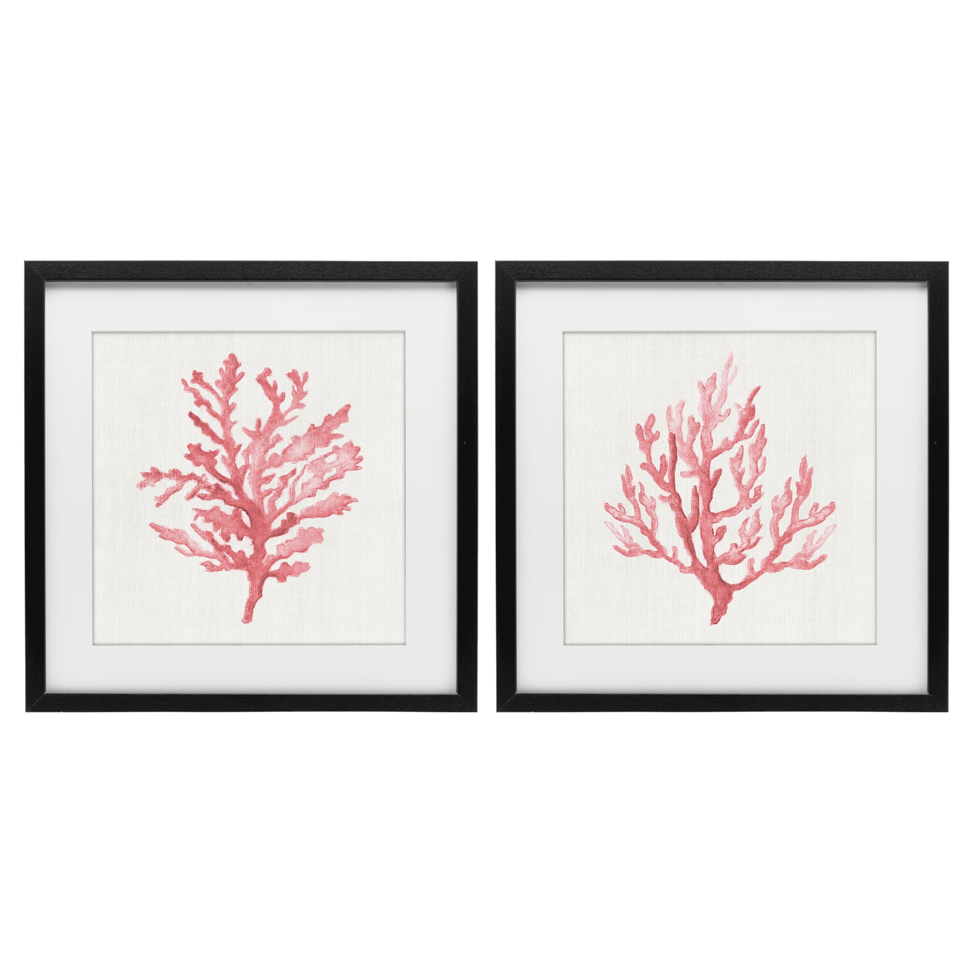 Stupell Industries Rosy Pink Coral Branches 2 Piece Black Framed Print Under Glass Set, design by Janet Tava