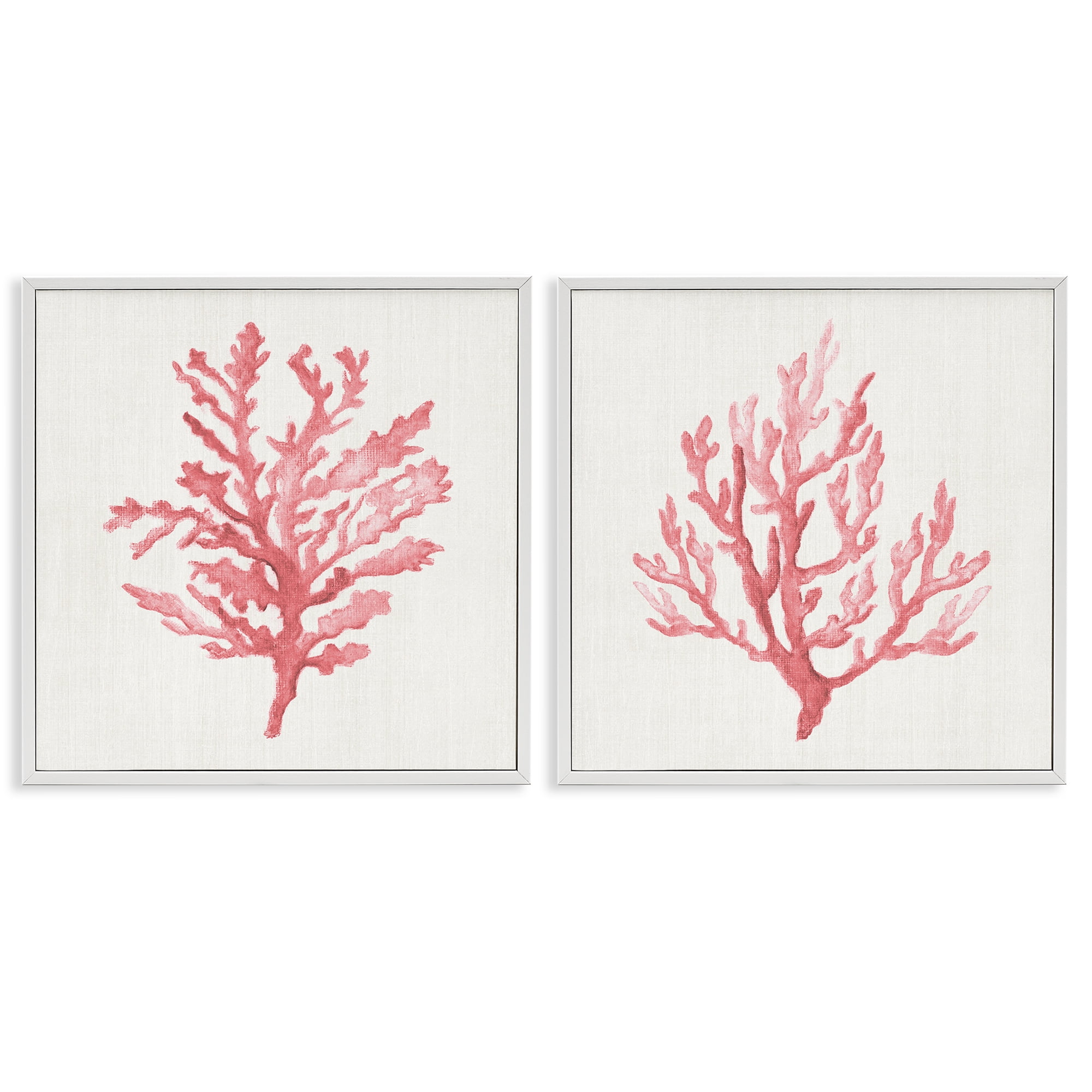 Stupell Industries Rosy Pink Coral Branches 2 Piece White Framed Giclee Art Set, design by Janet Tava