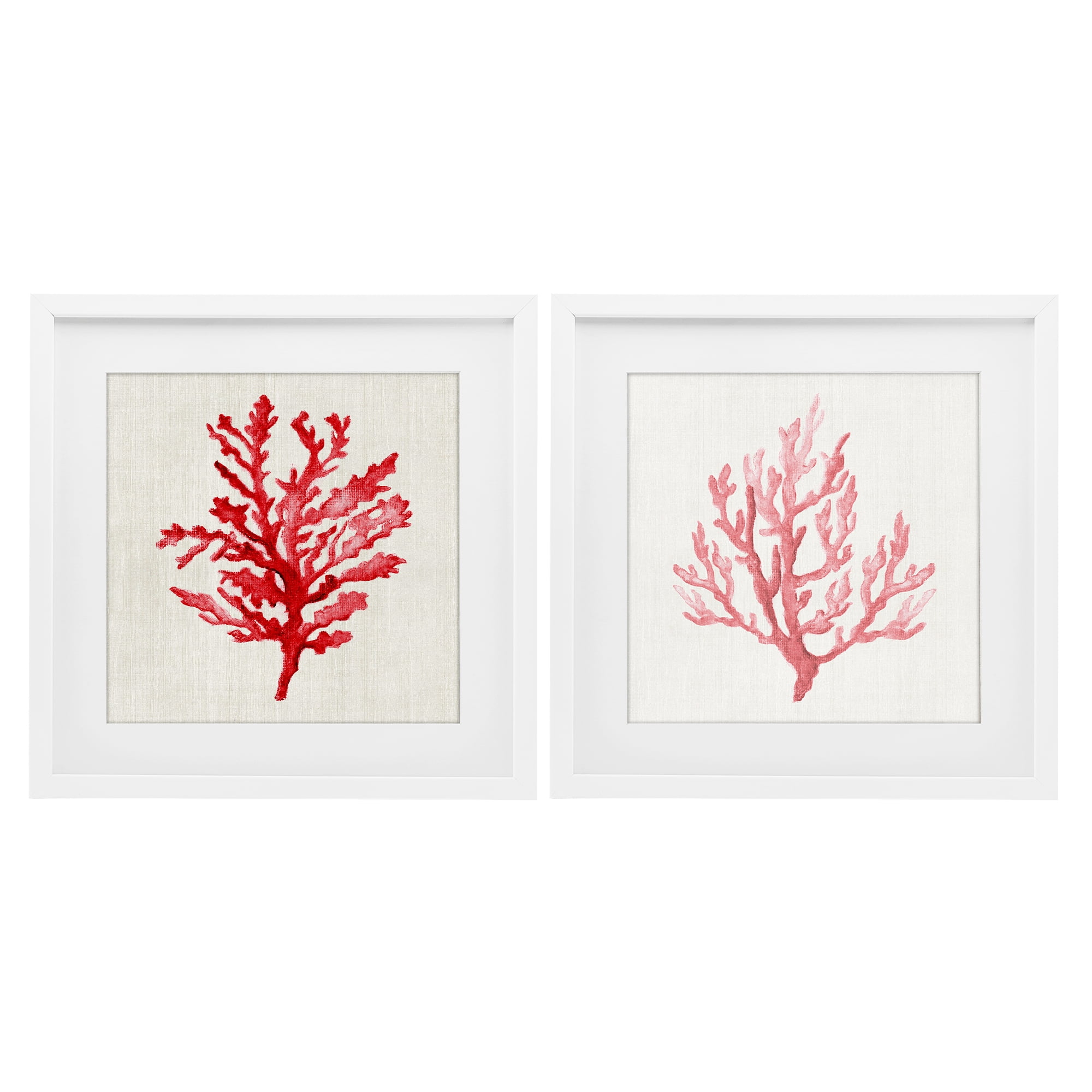 Stupell Industries Rosy Pink Coral Branches 2 Piece White Framed Print Under Glass Set, design by Janet Tava
