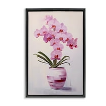 Stupell Industries Rosy Pink Orchid Botanical & Floral Painting Black Floater Framed Art Print Wall Art, 17 x 25