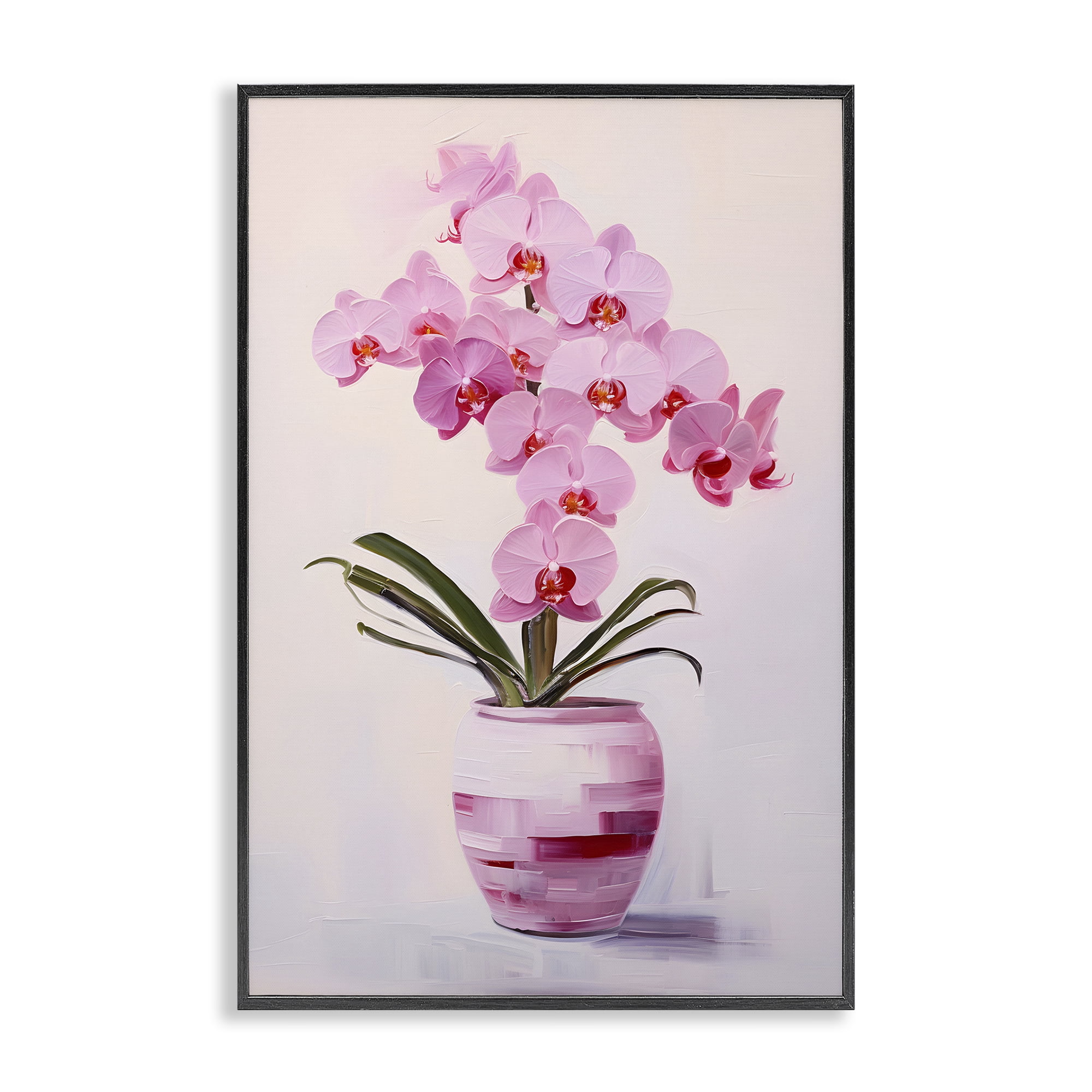 Stupell Industries Rosy Pink Orchid Botanical & Floral Painting Black Framed Art Print Wall Art, 20 x 30